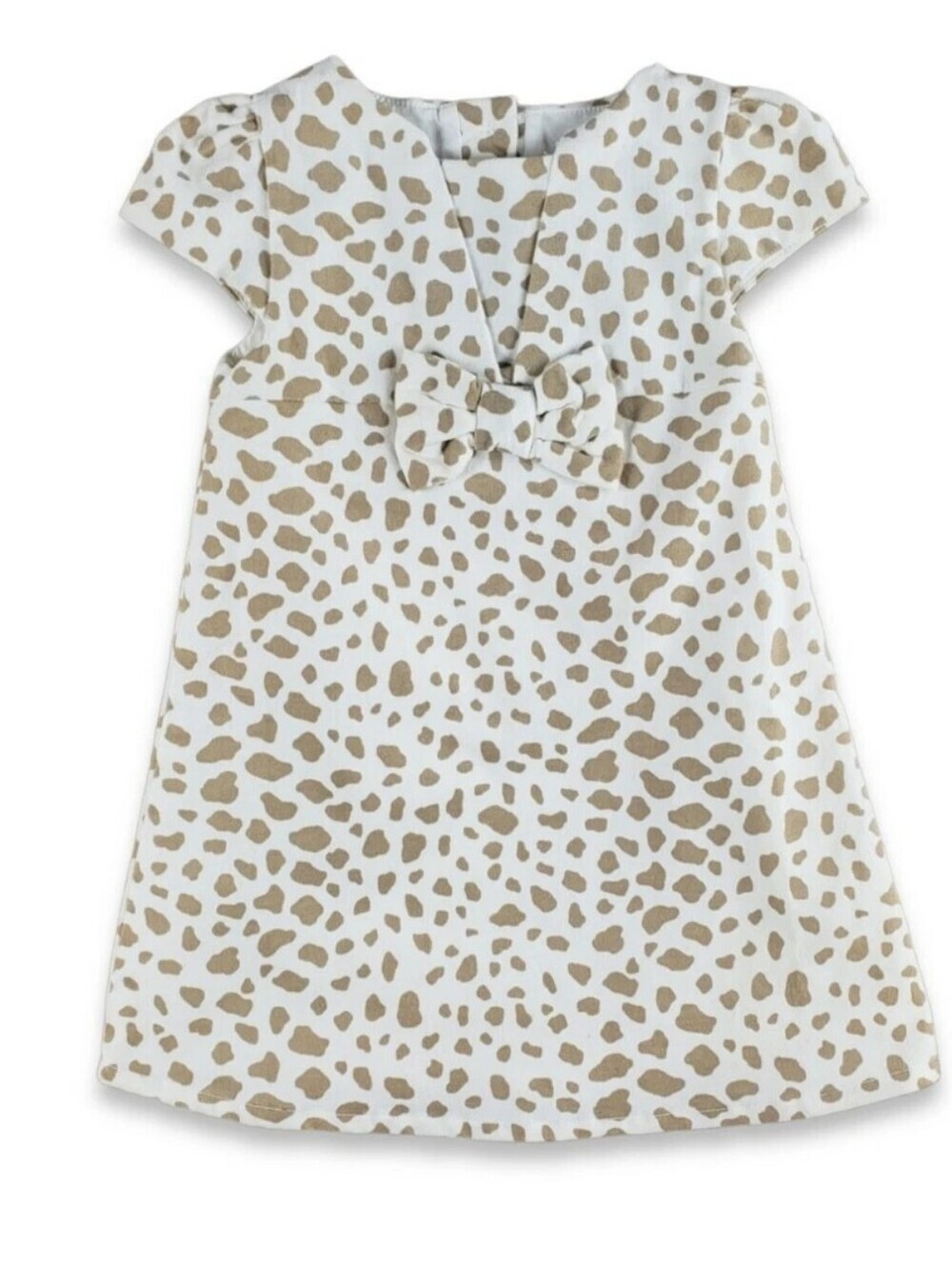 Gymboree Girls Toddler Lined Dress with Bow Ivory Leopard Print 4T